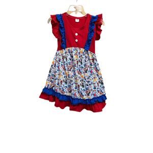 Disney Patriotic Dress Girls Size 10/12 Mickey Mouse Red White and Blue!
